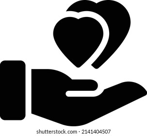 ilustración del vector de cuidado aislada en un fondo transparente. iconos vectoriales de glifo para el concepto o gráficos web.