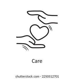 Care vector outline hand draw Icon design illustration. Valentine Symbol on White background EPS 10 File