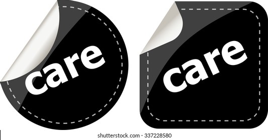 care word stickers set, web icon button vector illustration