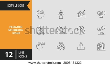 Care for young patients using this pediatric neurology icons outline icon set crafted for children hospital services infant brain development and healthcare guides