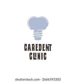 Logotipo de la Clínica Caredent. Logotipo simple de la clínica de cuidado para servicios de implantes dentales, salud oral, odontología moderna o marca de la clínica. Ilustración vectorial.