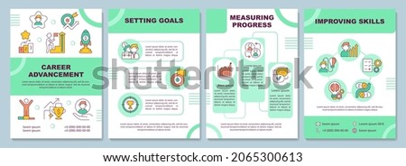 Career advancement brochure template. Professional development. Flyer, booklet, leaflet print, cover design with linear icons. Vector layouts for presentation, annual reports, advertisement pages
