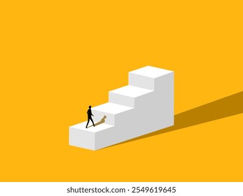 Career advancement. Businessmen walking up the stairs step by step. vector