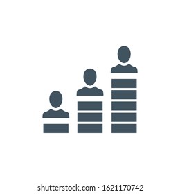 Career advancement icon for corporate management or business leader training concept. Flat glyph style.