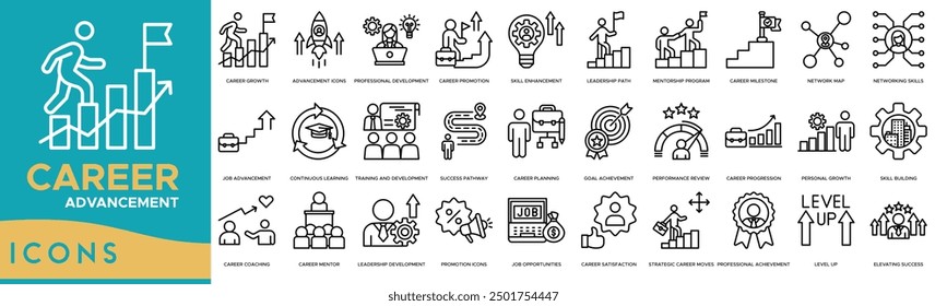 Career Advancement icon. Career Growth, Advancement Icons, Professional Development, Career Promotion and Skill Enhancement