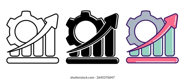 Career Advancement icon represented by grow, chart Line, Filled, Color style.