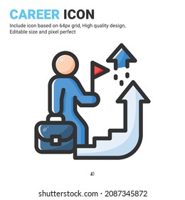 Career advancement icon vector with outline color style isolated on white background. Vector illustration progress sign symbol icon concept for business, finance, industry, company, apps and project