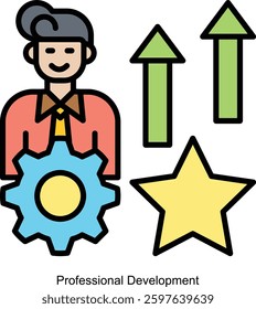 Career advecenemet icon.professional development and working together on new creative projects. Top view vector design. Conference session.by iin indun.by kuncong.by kus wandoko
