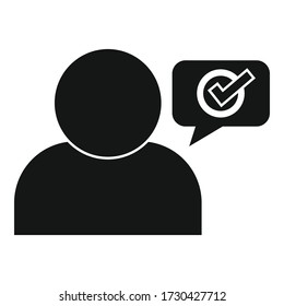 Icono de chat aprobado por carrera. Ilustración simple del icono del vector de chat aprobado por carrera para el diseño web aislado en fondo blanco