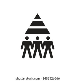 Career - black icon design. Group of people and pyramid. Teamwork friendship sign. Recruitment symbol. Vector illustration. 