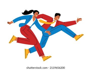 Career and business challenge vector concept. Male and female characters runner race. Competition between man and woman