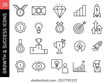 Career and Business Growth and Success Icon. Professional Achievement Symbol