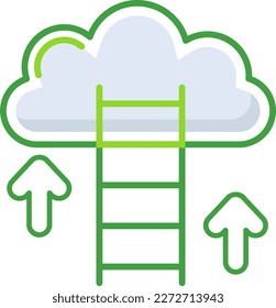 Career business management icon with green outline style. business, career, success, goal, businessman, growth, development. Vector Illustration
