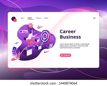 Career Business Modern Illustration, the concept of Head Hunting, can be used for landing pages, web, UI, banners, templates, backgrounds, flayer, onboarding, mobile app, posters - Vector