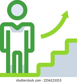 Career business people icon with green duotone style. Businessman, growth, development, person, people, teamwork, management. Vector illustration