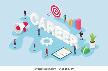 career business work concept with business goals team people and isometric modern flat style - vector