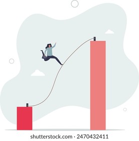 Career challenge or growth and improvement, risk taking to be success or leadership to overcome difficulty to achieve target.flat vector illustration.