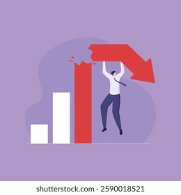 Career challenges and business crises, financial losses from investments or earnings, represented by a downward business graph