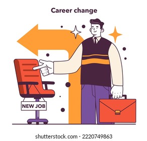 Career change opportunity. Risk management, forward-looking alternatives in conditions of economic stagnation. Economic activity decline positive actions. Flat vector illustration