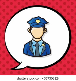 career character policeman doodle, speech bubble