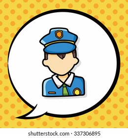 career character policeman doodle, speech bubble