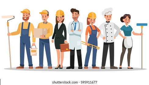 career characters design. Include painter, engineer, doctor and more.