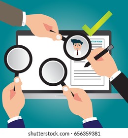 Career choice employment concept with candidates. Vector recruitment and occupation concept - Job search and recruitment concept