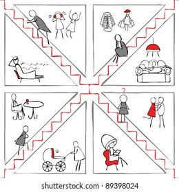 Career climbers and other lifestyles. Seamless pattern