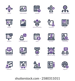 Career Coaching Icon pack for your website, mobile, presentation, and logo design. Career Coaching Icon dula tone design. Vector graphics illustration and editable stroke.