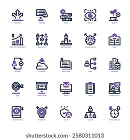 Career Coaching Icon pack for your website, mobile, presentation, and logo design. Career Coaching Icon dula tone design. Vector graphics illustration and editable stroke.