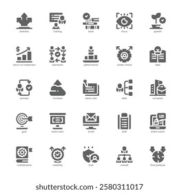 Career Coaching Icon pack for your website, mobile, presentation, and logo design. Career Coaching Icon solid design. Vector graphics illustration and editable stroke.