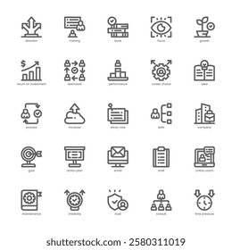 Career Coaching Icon pack for your website, mobile, presentation, and logo design. Career Coaching Icon outline design. Vector graphics illustration and editable stroke.