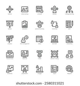 Career Coaching Icon pack for your website, mobile, presentation, and logo design. Career Coaching Icon outline design. Vector graphics illustration and editable stroke.