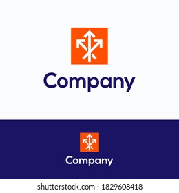 Career company arrow logo. Shield logo template. Headhunter logotype with arrow shield