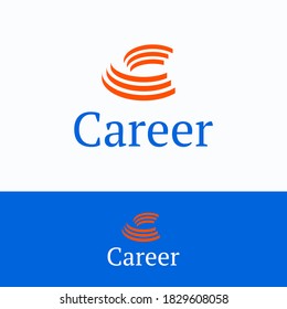 Career company ladder logo. Recruitment logo template. Headhunter logotype with steps ladder