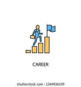 career concept 2 colored line icon. Simple yellow and blue element illustration. career concept outline symbol design