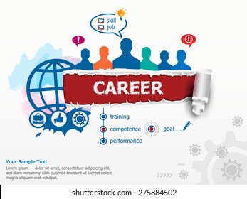 Career concept and group of people. Set of flat design illustration concepts for business, consulting, finance, management, career, human resources.  