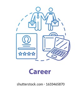 Career concept icon. Ambition for growth. Work promotion. Professional training. Corporate position. Business development idea thin line illustration. Vector isolated outline RGB color drawing