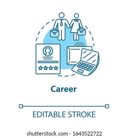 Career concept icon. Work path. Professional training. Corporate position. Business development idea thin line illustration. Vector isolated outline RGB color drawing. Editable stroke