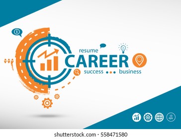 Career concept on target icon background. Flat illustration. Infographic business for graphic or web design layout 