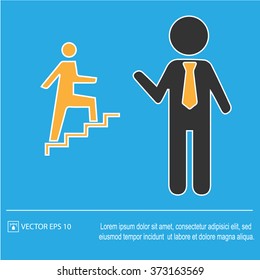 Career concept promotion symbol. Businessman personal development. Vector EPS 10.