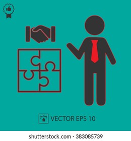 Career concept promotion vector icon EPS 10. Businessman personal development handshake sign.