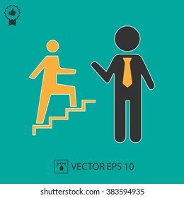 Career concept promotion vector icon EPS 10. Businessman personal development simple isolated sign.