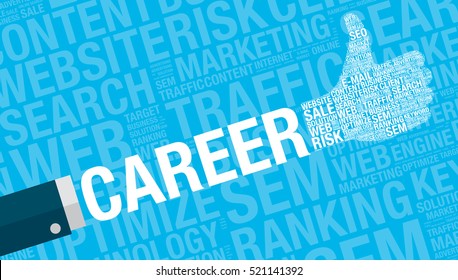 Career concept with thumbs up, vector illustration