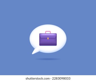 career consulting or job consulting. consultation service. chat bubbles and briefcase. symbol or icon. 3d and realistic concept design. vector elements. blue background