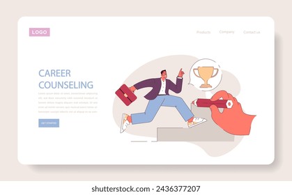 Career counseling concept. A dynamic illustration of goal setting and achievement in professional development.
