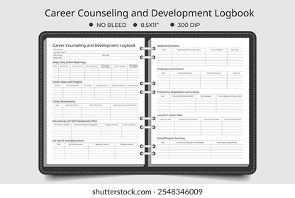 Career Counseling And Development Logbook Tracker Or Planner. Career Growth Journey. Career Planner. Track And Achieve Goals Vector Illustration.