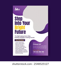 Career counseling service agency and Career job Vacancy print flyer or poster template, Hiring, Job vacancy design, vertical editable flyer or poster, modern digital marketing agency, webinar flyer