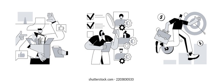 Career Development Abstract Concept Vector Illustration Set. New Team Members, Employee Assessment, Career Growth, Performance Review, SWOT Analysis, Job Position, Project Team Abstract Metaphor.