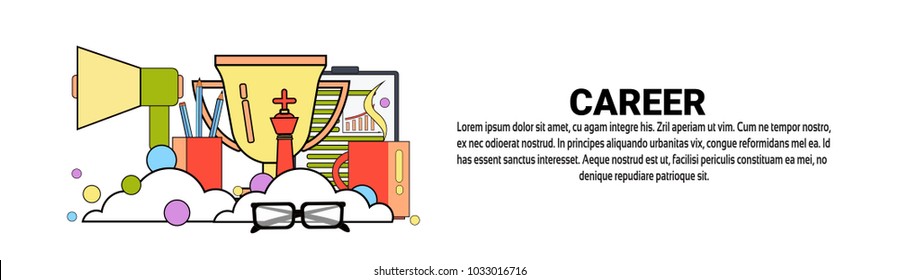 Pancarta horizontal de concepto de negocio de desarrollo profesional con espacio de copia Ilustración de vectores planos